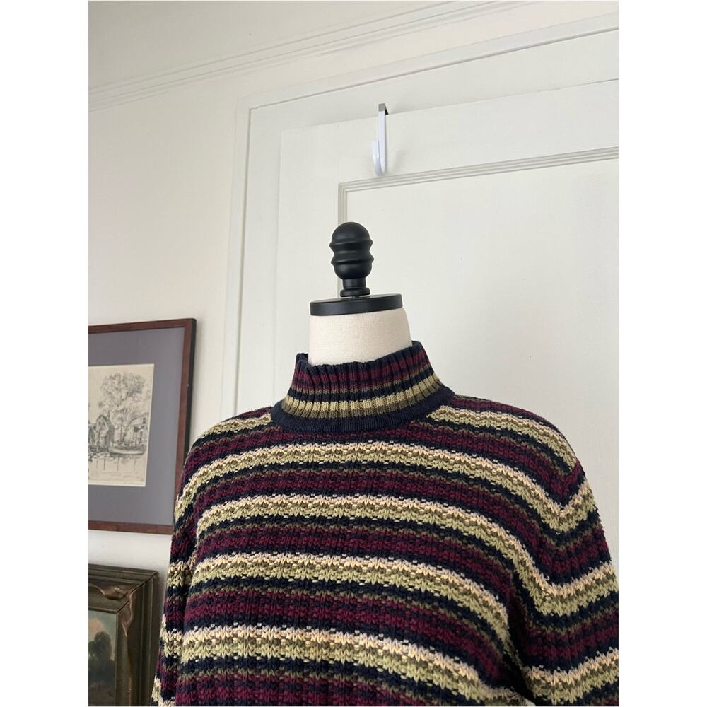 Vintage Cristopher & Banks Striped Cotton Turtleneck Sweater - Picture 4 of 7